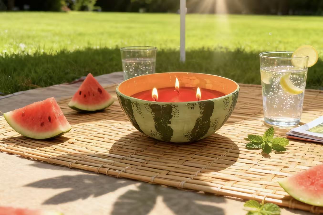 Ceramic Watermelon Candle